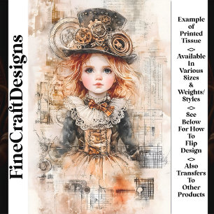 Papel De Seda Linda Jovem Steampunk AN8 Decoupage