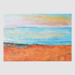 Papel De Seda Linda pintura de praia Abstrato Orange Blue Wrap