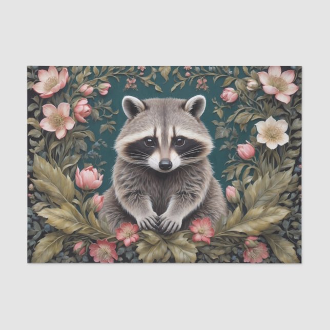 Papel De Seda Linda Racoon Pink Floral (Frente )