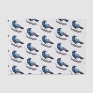 Papel De Seda Linda Raven em uma ramificação de árvores