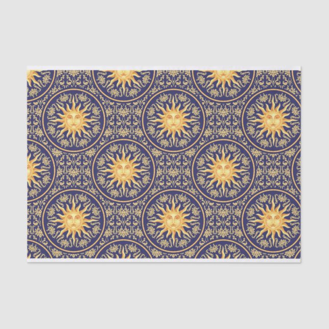 Papel De Seda Linda Vintage Celestial Sun Patterno (Frente )