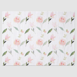 Papel De Seda Linda Watercolor Floral Blush Rosa