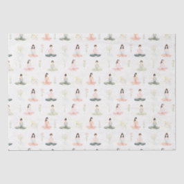 Papel De Seda Linda Watercolor Yoga Girls Meditando Natureza