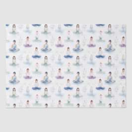 Papel De Seda Linda Watercolor Yoga Girls Meditando Natureza