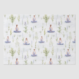 Papel De Seda Linda Watercolor Yoga Girls Meditando Natureza