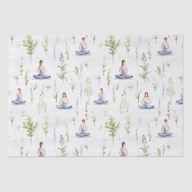 Papel De Seda Linda Watercolor Yoga Girls Meditando Natureza (Frente )