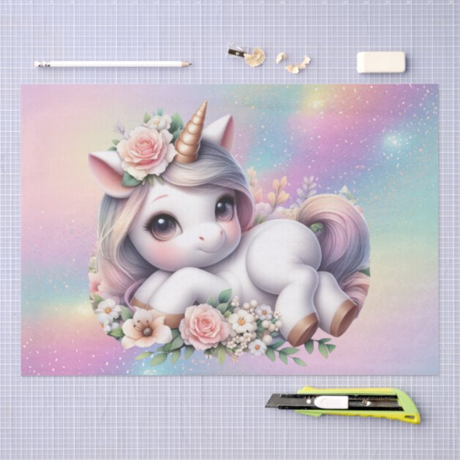 Papel De Seda Lindas meninas bebê unicórnio decoupage  (Arte )