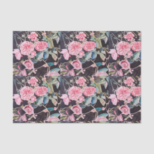 Papel De Seda Lindas Rosas Rosa Padrão Floral de Aquarela
