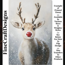 Lindo Capricho Rena Rudolph Na Neve BW6 Decoupage
