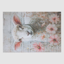 Papel De Seda Lindo Decoupage de Letras com Flores Cor-de-Rosa e