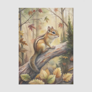 Papel De Seda Lindo Esquilo em um Grande Galho na Floresta