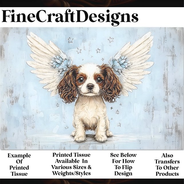 Papel De Seda Lindo King Charles Spaniel com Asas BG8 Decoupage (Criador carregado)