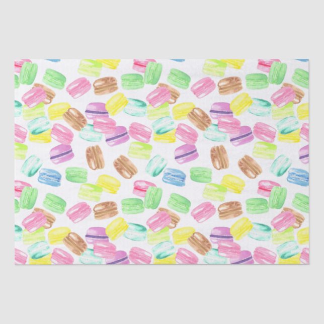 Papel De Seda Lindo Macaroon Francês em Aquarela | Padrão de Mac (Frente )