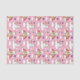 Papel De Seda Lindo Padrão de Arco-íris de Gato Unicórnio no Dia