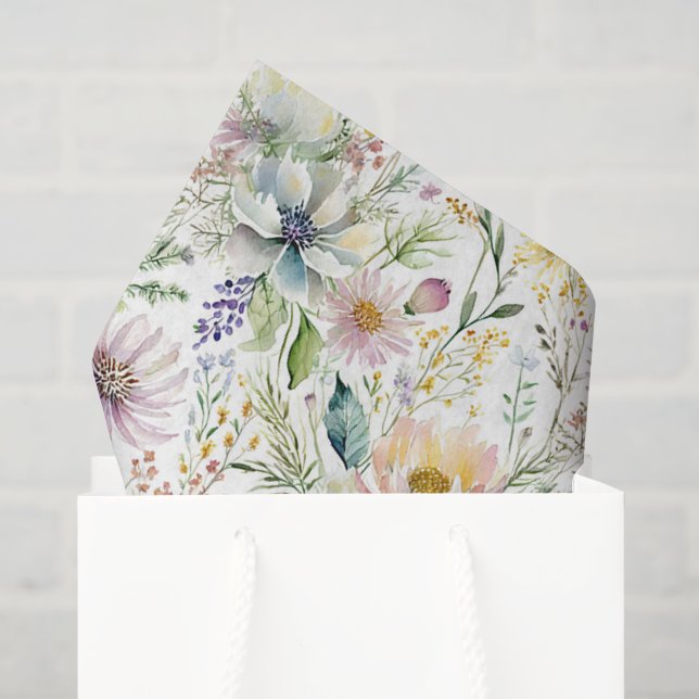 Papel De Seda Lindo padrão floral pastel (Sacola de presentes)