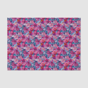 Papel De Seda Lindo Padrão Floral Rosa Roxo Azul