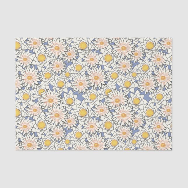 Papel De Seda Lindo padrão retrô clássico flores amarelas (Frente )