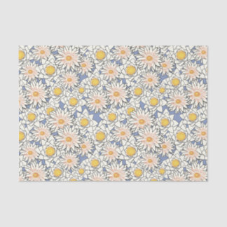 Papel De Seda Lindo padrão retrô clássico l Flores amarelas