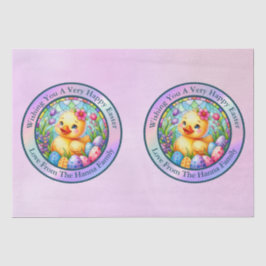 Papel De Seda Lindo Pintinho de Páscoa, Flores e Ovos Coloridos