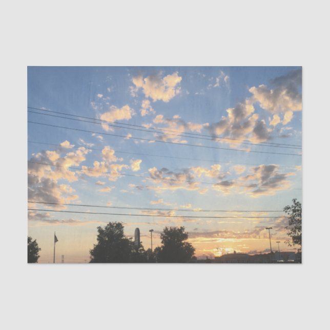 Papel De Seda Lindo pôr do sol e nuvens (Frente )