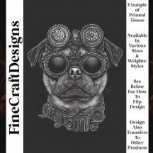 Lindo Pug Steampunk Preto e Branco Decoupage T6