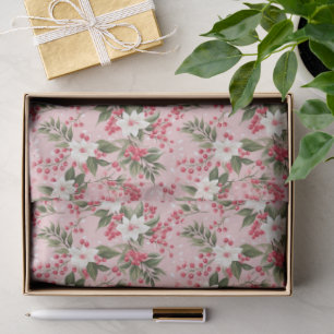 Papel De Seda Lindo Rosa Shabby Chic Natalino Floral Berry