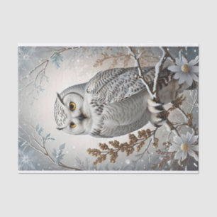 Papel De Seda Lindo Tema de Inverno da Bonita Coruja Branca