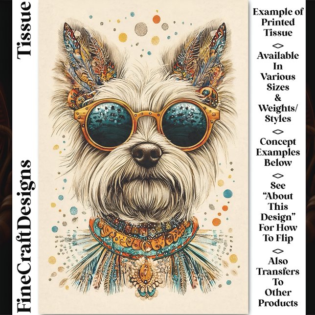 Papel De Seda Lindo Westie Boho Chic Caprichoso Cachorro CK7 Dec (Criador carregado)