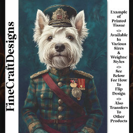 Papel De Seda Lindo Westie Branco, Uniforme Militar CF1 Decoupag
