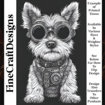 Lindo Westie Steampunk Preto e Branco T7 Decoupage
