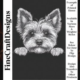 Papel De Seda Lindo Yorkshire Terrier Preto e Branco T5 Decoupag