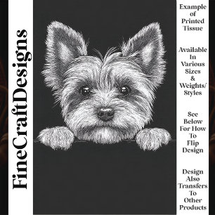 Papel De Seda Lindo Yorkshire Terrier Preto e Branco T5 Decoupag