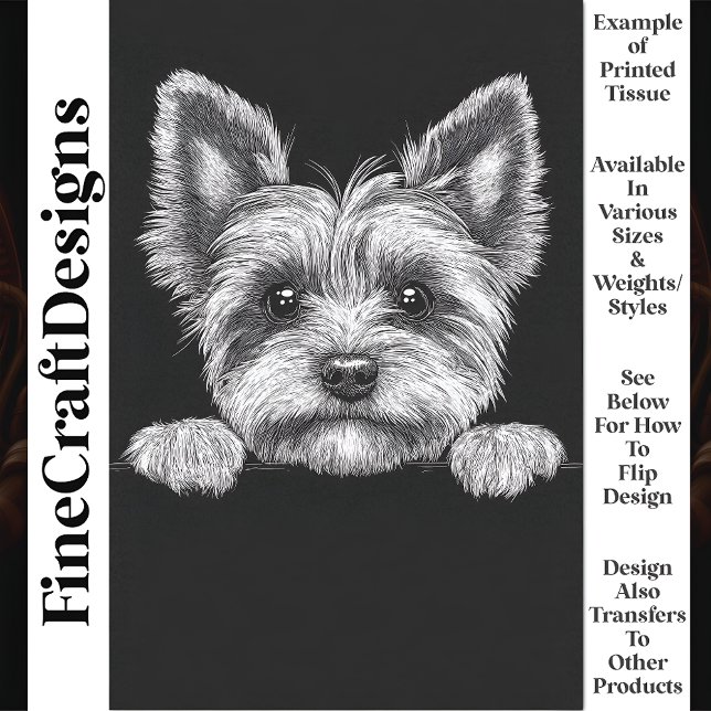 Papel De Seda Lindo Yorkshire Terrier Preto e Branco T5 Decoupag (Criador carregado)