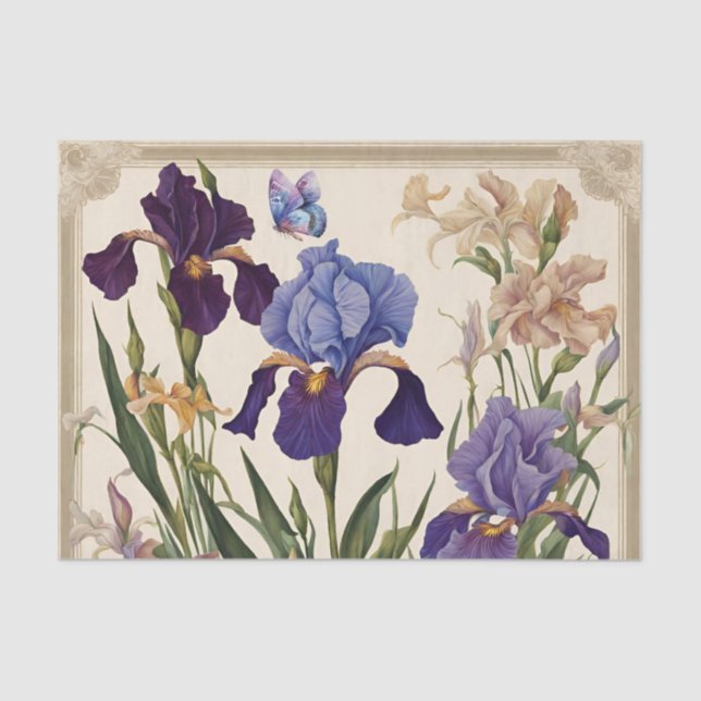Papel De Seda Lindos Iris Flower Blooms (Frente )