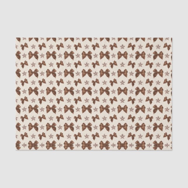 Papel De Seda Lindos Laços de Efeito de Seda Marrom (Frente )
