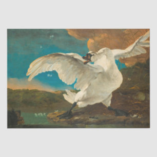Papel De Seda Lindos Pássaros, Pintura De Vintagem De Cisne Bran