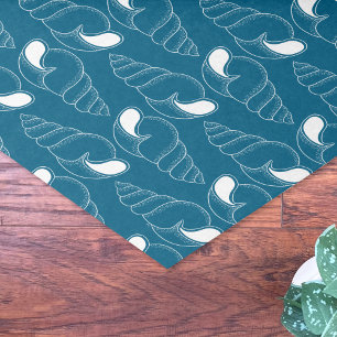 Papel De Seda Line Art Seashell Padrão Ocean Blue Tissue Paper