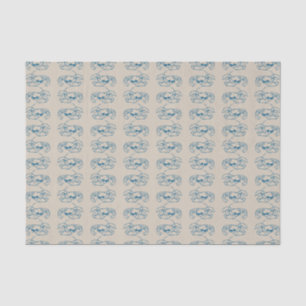 Papel De Seda Linha De Lagosta Azul Desenho Em Cor De Tan De Pra