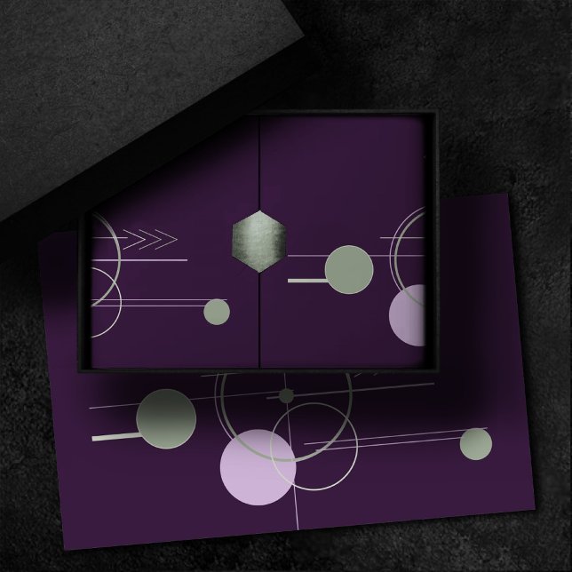 Papel De Seda Linhagem de tatuagens | Abstrato verde roxo boêmic (Criador carregado)