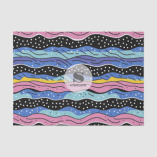Papel De Seda Linhas de onda de Abstrato vibrantes com Bolinhas