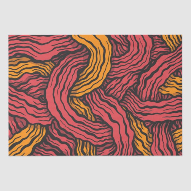 Papel De Seda Linhas Vermelhas e Amarelas (Frente )