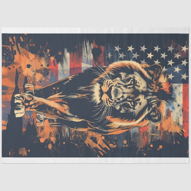 Papel De Seda Lion & American Flag (Frente )