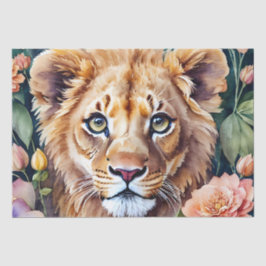 Papel De Seda Lion Cub Watercolor Floral