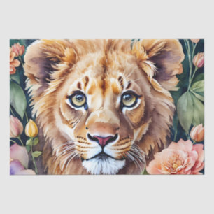 Papel De Seda Lion Cub Watercolor Floral