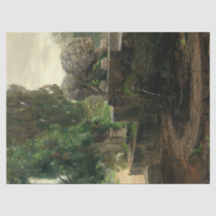 Papel De Seda Lion Fountain em Roma (por H.A. Brendekilde)