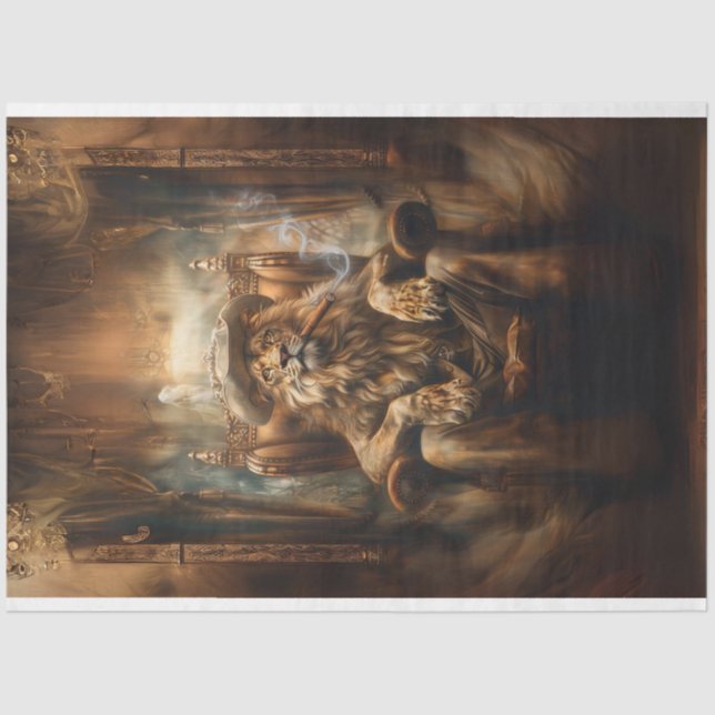 Papel De Seda Lion Ocidental na Decoupage da Cadeira de Kings (Frente )