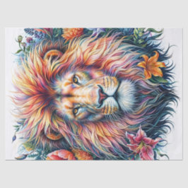 Papel De Seda Lion Watercolor Floral Colorido