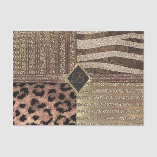 Papel De Seda Lioness Safari Jungle Glam Modern Dourado Sparkle (Frente )