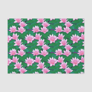 Papel De Seda Lírios de água cor-de-rosa em um lodo