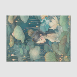 Papel De Seda Lírios de Água do Estilo Asiático